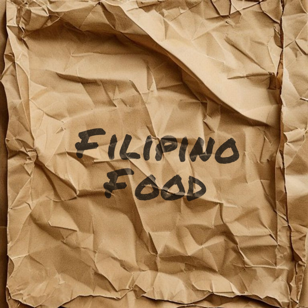 Filipino Food cover art — hand-lettered Sharpie on kraft paper